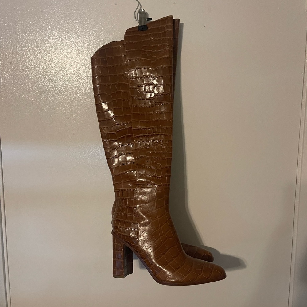 Marc Fisher LTD Knee High Embossed Leather Unella Croc Boots